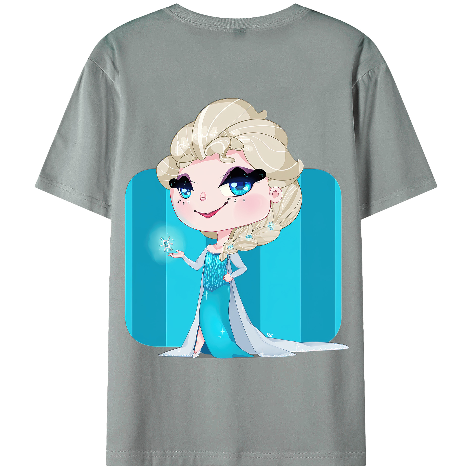 （画像用） アナと雪の女王 アンナ エルサ Frozen Anna Elsa 綿100％ メンズ半袖Tシャツ（バックプリント） 通気性